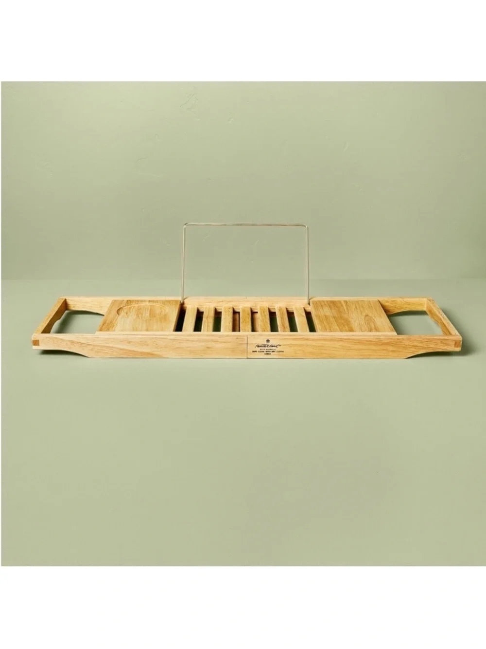Hearth & Hand Expandable Wood Bathtub Wooden Bath Tray Natural Cup Holder NEW